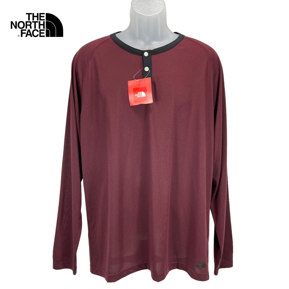 The North Face Men’s Large‎ Red/Black Flashdry Long Sleeve 3-Button Tee Shirt